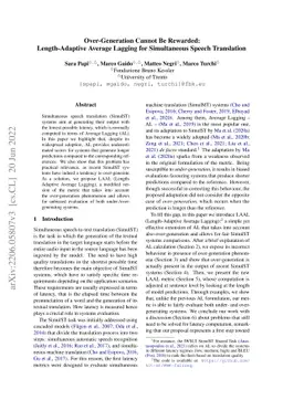 Over-Generation Cannot Be Rewarded: Length-Adaptive Average Lagging for
  Simultaneous Speech Translation