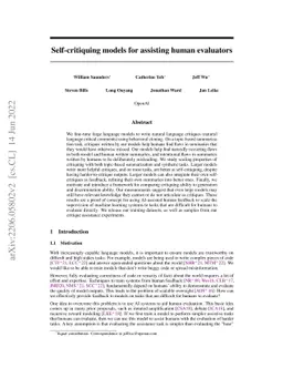 Self-critiquing models for assisting human evaluators