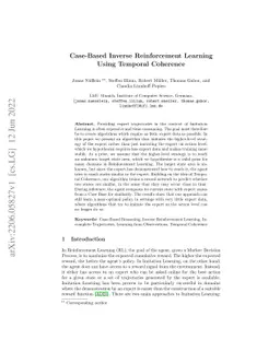 Case-Based Inverse Reinforcement Learning Using Temporal Coherence