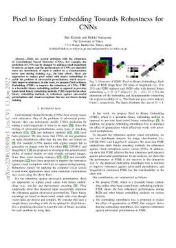 Pixel to Binary Embedding Towards Robustness for CNNs