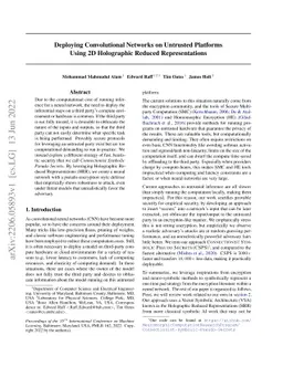 Deploying Convolutional Networks on Untrusted Platforms Using 2D
  Holographic Reduced Representations