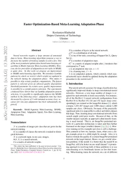 Faster Optimization-Based Meta-Learning Adaptation Phase