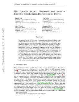 Multi-Agent Neural Rewriter for Vehicle Routing with Limited Disclosure
  of Costs