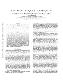 Relative Policy-Transition Optimization for Fast Policy Transfer