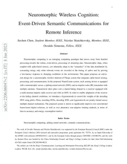 Neuromorphic Wireless Cognition: Event-Driven Semantic Communications
  for Remote Inference