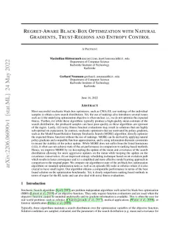 Regret-Aware Black-Box Optimization with Natural Gradients,
  Trust-Regions and Entropy Control
