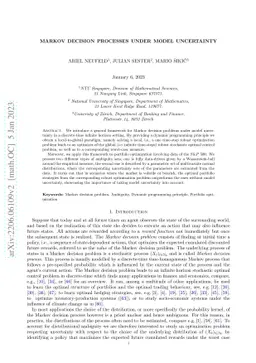 Markov Decision Processes under Model Uncertainty