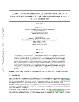 Automatic generation of a large dictionary with
  concreteness/abstractness ratings based on a small human dictionary