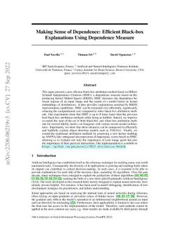Making Sense of Dependence: Efficient Black-box Explanations Using
  Dependence Measure