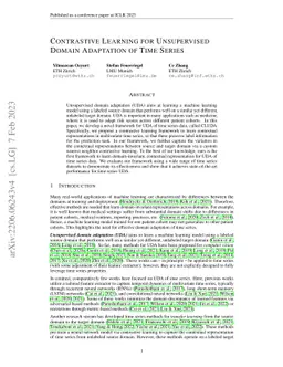 Contrastive Learning for Unsupervised Domain Adaptation of Time Series