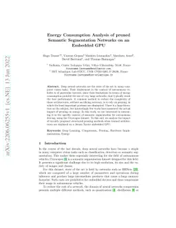 Energy Consumption Analysis of pruned Semantic Segmentation Networks on
  an Embedded GPU