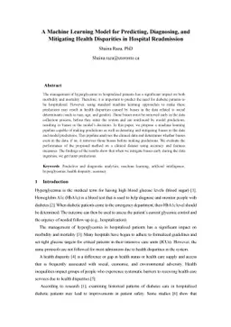 A Machine Learning Model for Predicting, Diagnosing, and Mitigating
  Health Disparities in Hospital Readmission
