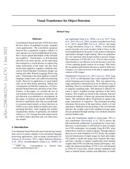 Visual Transformer for Object Detection