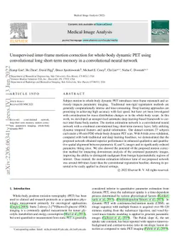 Unsupervised inter-frame motion correction for whole-body dynamic PET
  using convolutional long short-term memory in a convolutional neural network