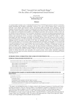 Don't "research fast and break things": On the ethics of Computational
  Social Science