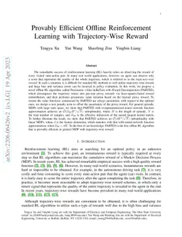 Provably Efficient Offline Reinforcement Learning with Trajectory-Wise
  Reward
