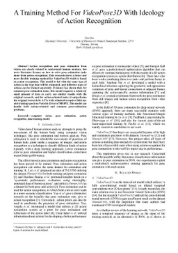 A Training Method For VideoPose3D With Ideology of Action Recognition