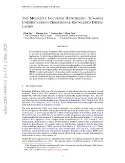 The Modality Focusing Hypothesis: Towards Understanding Crossmodal
  Knowledge Distillation