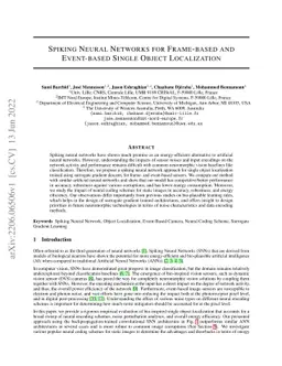 Spiking Neural Networks for Frame-based and Event-based Single Object
  Localization