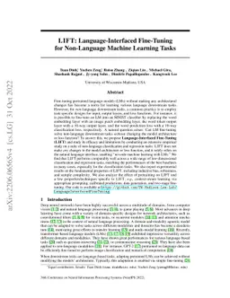 LIFT: Language-Interfaced Fine-Tuning for Non-Language Machine Learning
  Tasks
