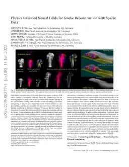 Physics Informed Neural Fields for Smoke Reconstruction with Sparse Data