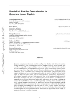 Bandwidth Enables Generalization in Quantum Kernel Models