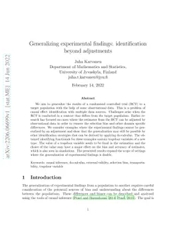 Generalizing experimental findings: identification beyond adjustments