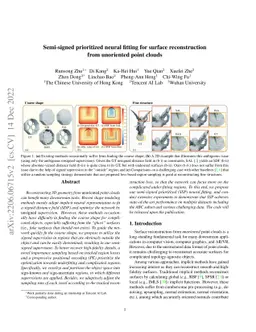 Semi-signed prioritized neural fitting for surface reconstruction from
  unoriented point clouds