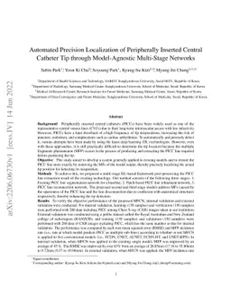 Automated Precision Localization of Peripherally Inserted Central
  Catheter Tip through Model-Agnostic Multi-Stage Networks