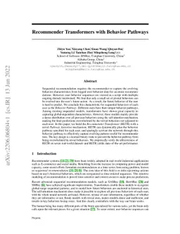 Recommender Transformers with Behavior Pathways