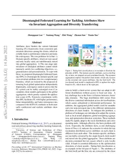 Disentangled Federated Learning for Tackling Attributes Skew via
  Invariant Aggregation and Diversity Transferring