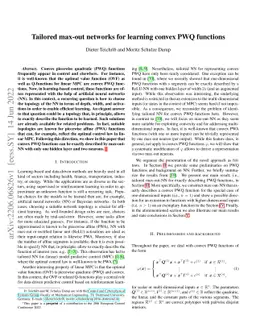 Tailored max-out networks for learning convex PWQ functions