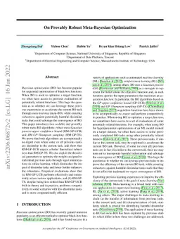 On Provably Robust Meta-Bayesian Optimization