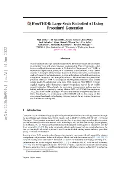 ProcTHOR: Large-Scale Embodied AI Using Procedural Generation