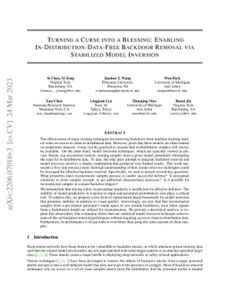 Turning a Curse into a Blessing: Enabling In-Distribution-Data-Free
  Backdoor Removal via Stabilized Model Inversion