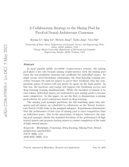 A Collaboration Strategy in the Mining Pool for
  Proof-of-Neural-Architecture Consensus
