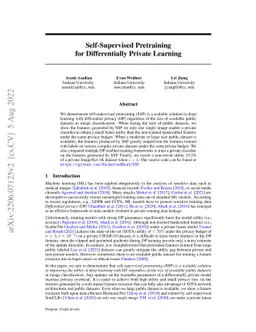 Self-Supervised Pretraining for Differentially Private Learning