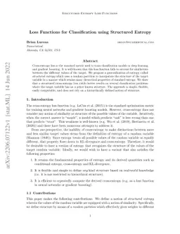Loss Functions for Classification using Structured Entropy