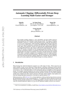 Automatic Clipping: Differentially Private Deep Learning Made Easier and
  Stronger