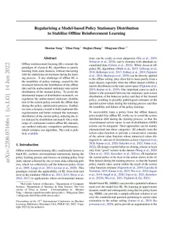 Regularizing a Model-based Policy Stationary Distribution to Stabilize
  Offline Reinforcement Learning