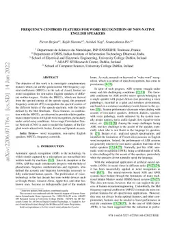 Frequency-centroid features for word recognition of non-native English
  speakers