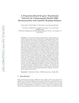A Projection-Based K-space Transformer Network for Undersampled Radial
  MRI Reconstruction with Limited Training Subjects