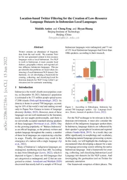 Location-based Twitter Filtering for the Creation of Low-Resource
  Language Datasets in Indonesian Local Languages