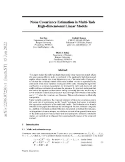 Noise Covariance Estimation in Multi-Task High-dimensional Linear Models
