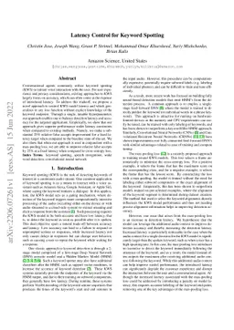 Latency Control for Keyword Spotting