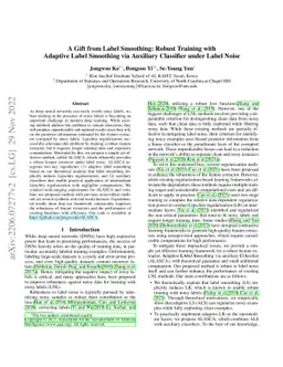 A Gift from Label Smoothing: Robust Training with Adaptive Label
  Smoothing via Auxiliary Classifier under Label Noise
