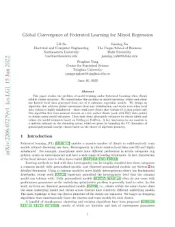 Global Convergence of Federated Learning for Mixed Regression