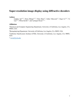 Super-resolution image display using diffractive decoders