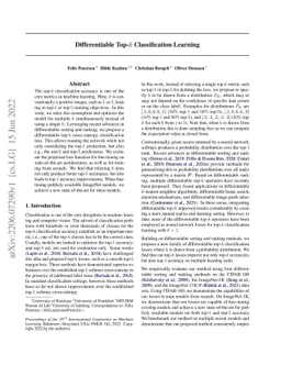 Differentiable Top-k Classification Learning