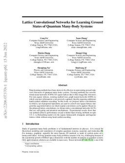 Lattice Convolutional Networks for Learning Ground States of Quantum
  Many-Body Systems